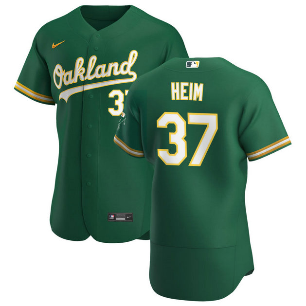 Oakland Athletics #37 Jonah Heim Men's Nike Kelly Green Alternate 2020 Authentic Player MLB Jersey