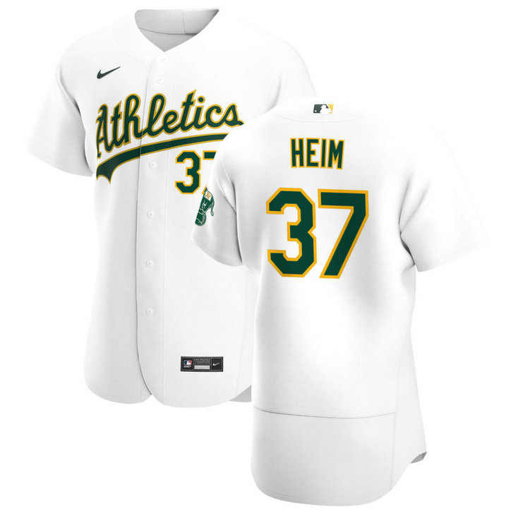 Oakland Athletics #37 Jonah Heim Men's Nike White Home 2020 Authentic Player MLB Jersey