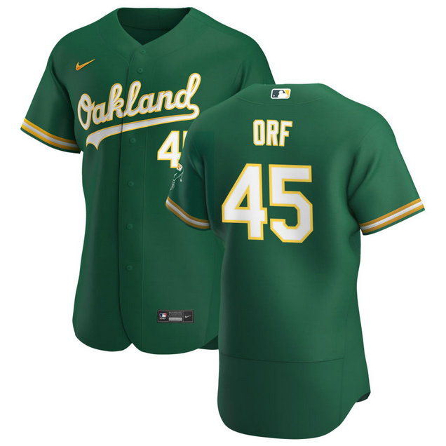 Oakland Athletics #45 Nate Orf Men's Nike Kelly Green Alternate 2020 Authentic Player MLB Jersey