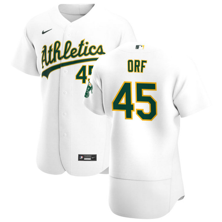 Oakland Athletics #45 Nate Orf Men's Nike White Home 2020 Authentic Player MLB Jersey