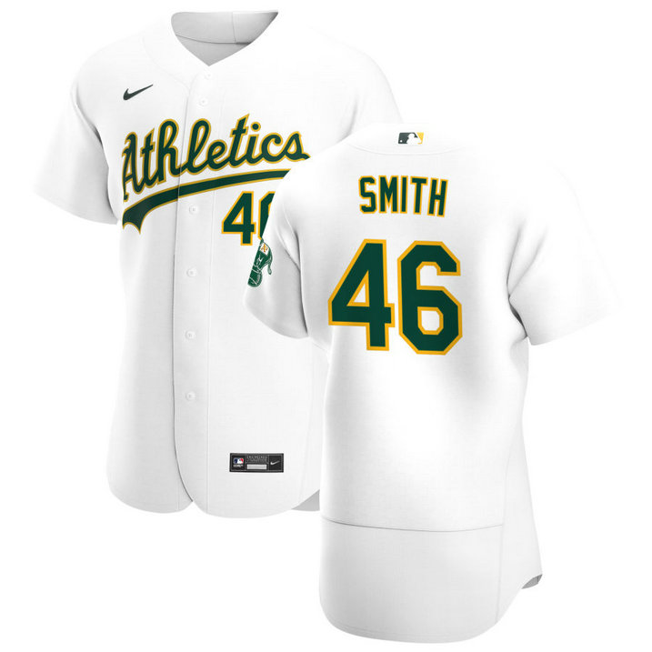 Oakland Athletics #46 Burch Smith Men's Nike White Home 2020 Authentic Player MLB Jersey