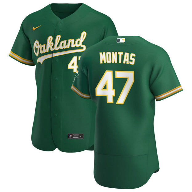 Oakland Athletics #47 Frankie Montas Men's Nike Kelly Green Alternate 2020 Authentic Player MLB Jersey