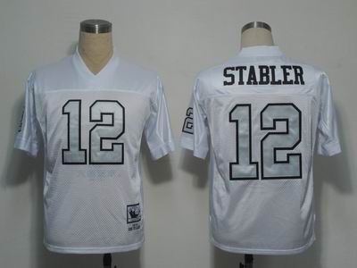 Oakland Raiders 12 Ken Stabler White Silver Number