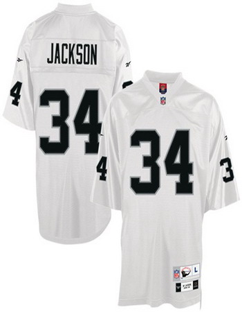 Oakland Raiders 34# B.Jackson throwback white Jersey