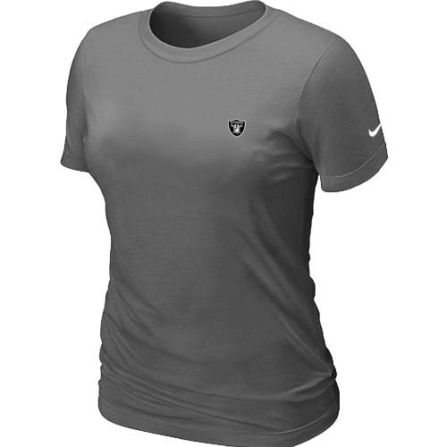 Oakland Raiders Chest embroidered logo women'sT-Shirt D.Grey