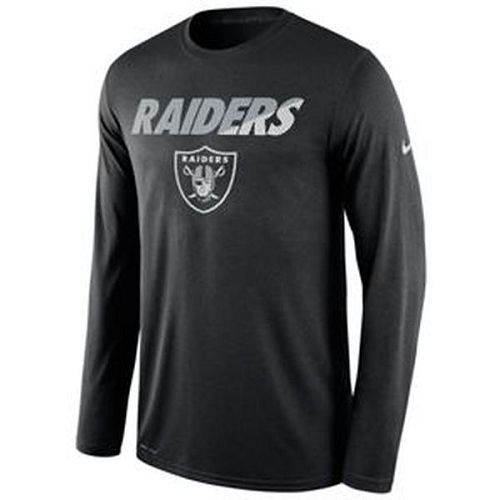 Oakland Raiders Nike Black Legend Staff Practice Long Sleeves Performance T-Shirt