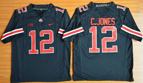 Ohio State Buckeyes 12 Cardale Jones Black(Red No.) Limited NCAA Jersey