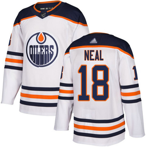 Oilers #18 James Neal White Road Authentic Stitched Hockey Jersey