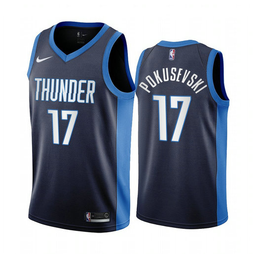 Oklahoma City Thunder #17 Aleksej Pokusevski Navy NBA Swingman 2020-21 Earned Edition Jersey