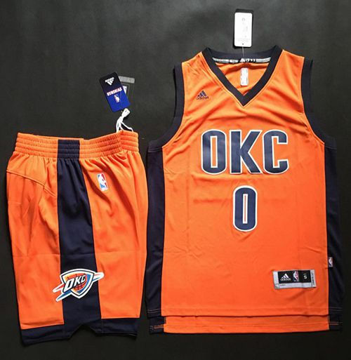 Oklahoma City Thunder 0 Russell Westbrook Orange Alternate A Set NBA Jersey