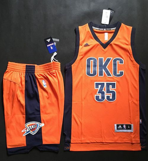 Oklahoma City Thunder 35 Kevin Durant Orange Alternate A Set NBA Jersey