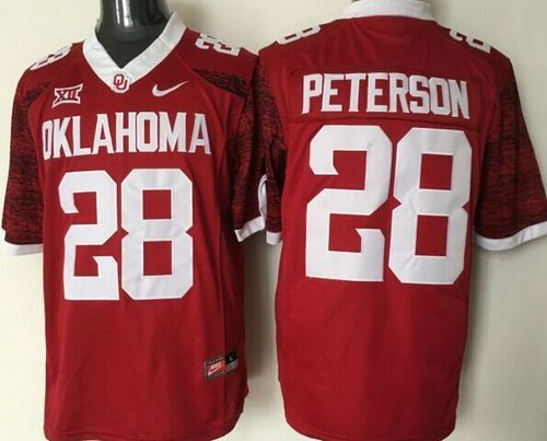 Oklahoma Sooners 28 Adrian Peterson Red New XII NCAA Jersey