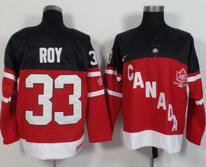 Olympic CA. 33 Patrick Roy Red 100th Anniversary NHL Jersey