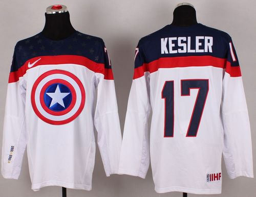 Olympic Team USA 17 Ryan Kesler White Captain America Fashion NHL Jersey