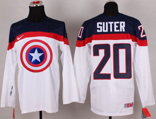 Olympic Team USA 20 Ryan Suter White Captain America Fashion NHL Jersey