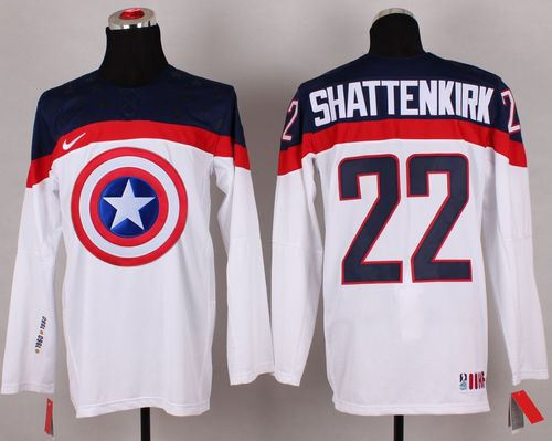 Olympic Team USA 22 Kevin Shattenkirk White Captain America Fashion NHL jersey