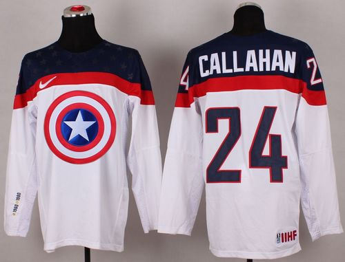 Olympic Team USA 24 Ryan Callahan White Captain America Fashion NHL jersey