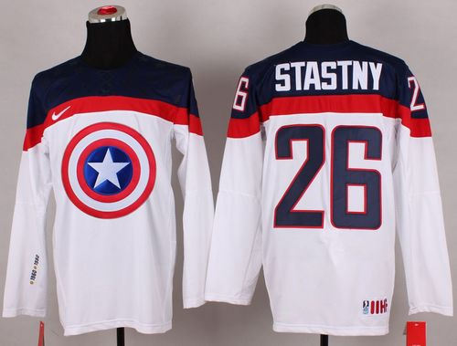 Olympic Team USA 26 Paul Stastny White Captain America Fashion NHL jersey