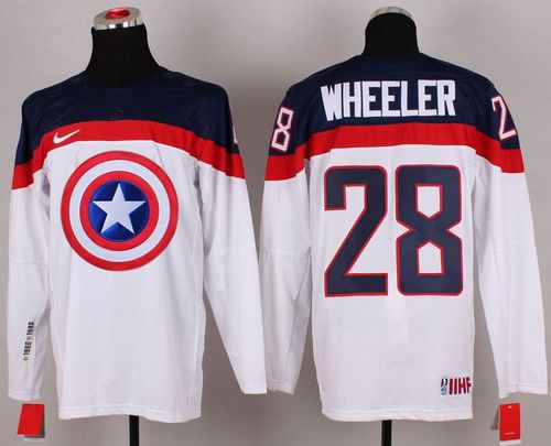 Olympic Team USA 28 Blake Wheeler White Captain America Fashion NHL jersey