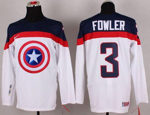 Olympic Team USA 3 Cam Fowler White Captain America Fashion NHL Jersey