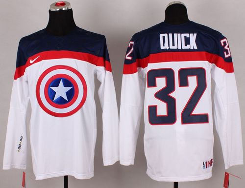 Olympic Team USA 32 Jonathan Quick White Captain America Fashion NHL jersey