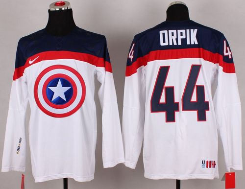 Olympic Team USA 44 Brooks Orpik White Captain America Fashion NHL jersey