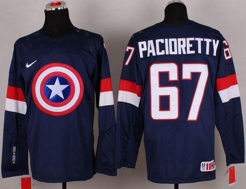 Olympic Team USA 67 Max Pacioretty Navy Blue Captain America Fashion NHL jersey