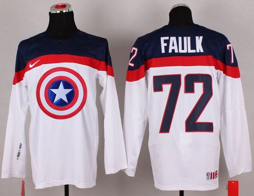 Olympic Team USA 72 Justin Faulk white Captain America Fashion NHL jersey