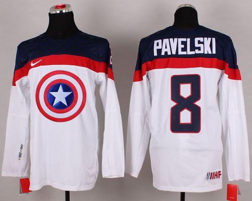 Olympic Team USA 8 Joe Pavelski White Captain America Fashion NHL jersey