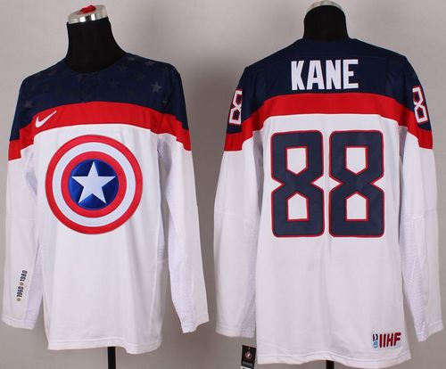 Olympic Team USA 88 Patrick Kane White Captain America Fashion NHL jersey