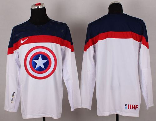 Olympic Team USA Blank White Captain America Fashion NHL Jersey