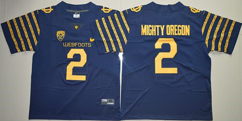 Oregon Ducks 2 Mighty Oregon Navy Blue Webfoots 100th Rose Bowl Game Elite NCAA Jersey