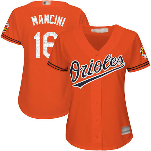 Orioles #16 Trey Mancini Orange Women's Alternate Stitched Baseball Jersey