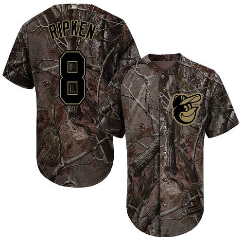 Orioles #8 Cal Ripken Camo Realtree Collection Cool Base Stitched Youth Baseball Jersey