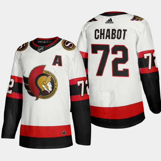 Ottawa Senators #72 Thomas Chabot Men's Adidas 2020-21 Authentic Player Away Stitched NHL Jersey White