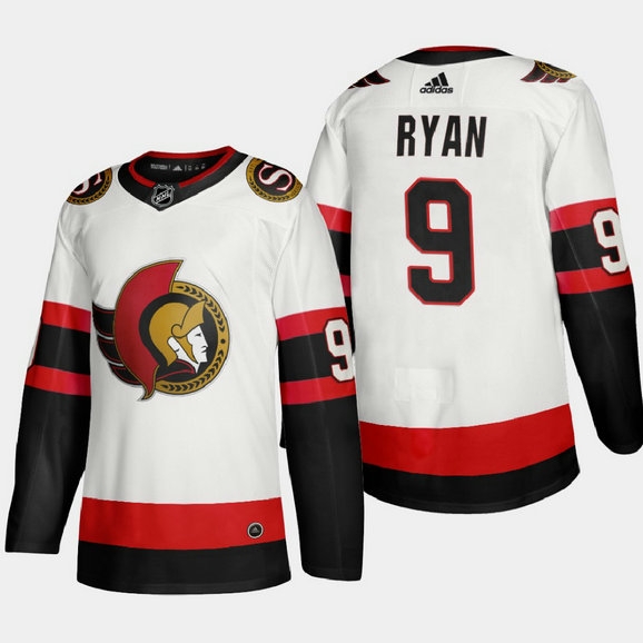 Ottawa Senators #9 Bobby Ryan Men's Adidas 2020-21 Authentic Player Away Stitched NHL Jersey White