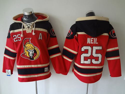 Ottawa Senators 25 Chris Neil Red Sawyer Hooded Sweatshirt NHL Jersey