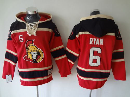 Ottawa Senators 6 Bobby Ryan Red Sawyer Hooded Sweatshirt NHL Jersey