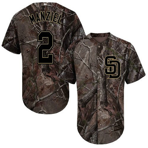 Padres #2 Johnny Manziel Camo Realtree Collection Cool Base Stitched Baseball Jersey