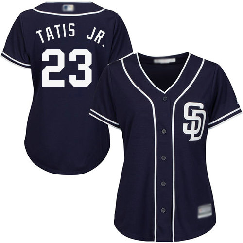 Padres #23 Fernando Tatis Jr. Navy Blue Alternate Women's Stitched Baseball Jersey