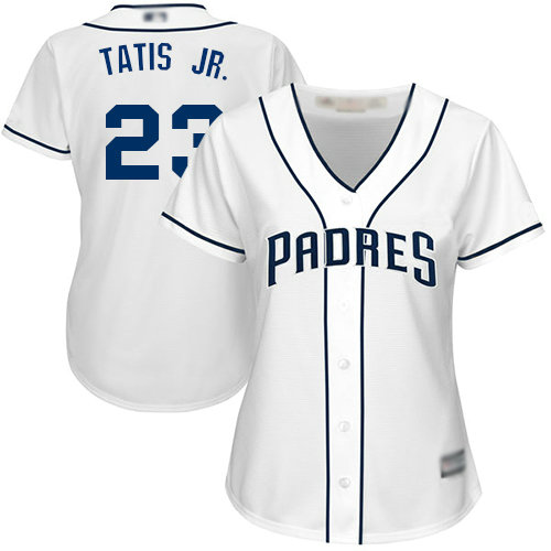 Padres #23 Fernando Tatis Jr. White Home Women's Stitched Baseball Jersey