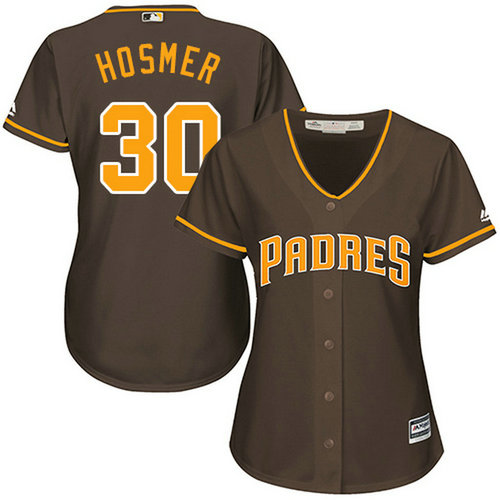 Padres #30 Eric Hosmer Brown Alternate Women's Stitched MLB Jersey_1