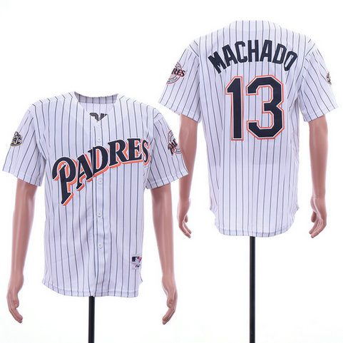 Padres 13 Manny Machado White 50th Anniversary Patch Turn Back The Clock Jersey