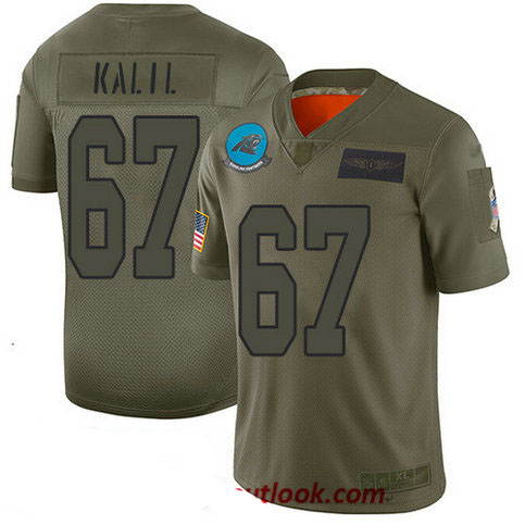 Panthers #67 Ryan Kalil Camo Youth Stitched Football Limited 2019 Salute to Service Jersey