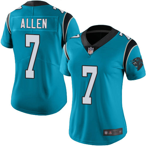 Panthers #7 Kyle Allen Blue Women's Stitched Football Limited Rush Jersey