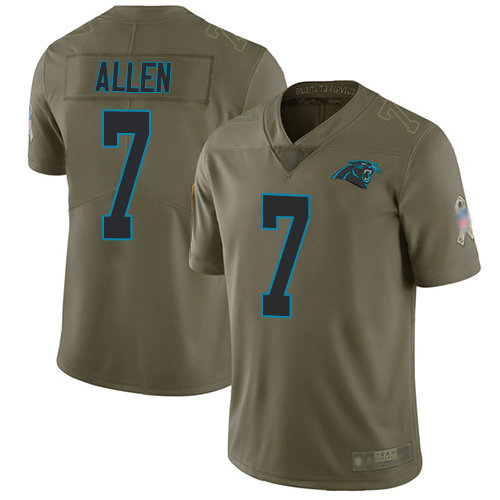 Panthers #7 Kyle Allen Olive Youth Stitched Football Limited 2017 Salute to Service Jersey