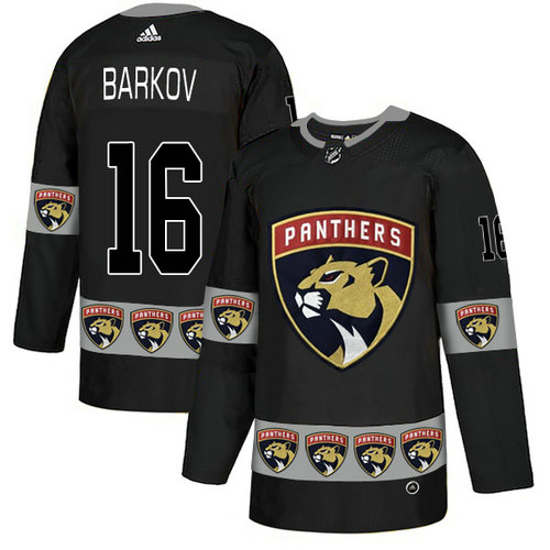 Panthers 16 Aleksander Barkov Black Team Logos Fashion Adidas Jersey
