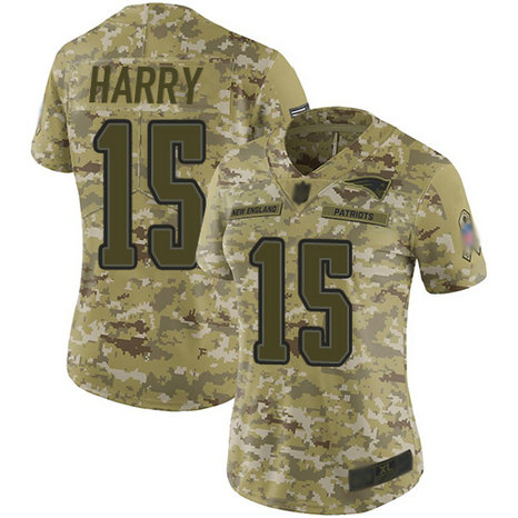 Patriots #15 N'Keal Harry Camo Women's Stitched Football Limited 2018 Salute to Service Jersey
