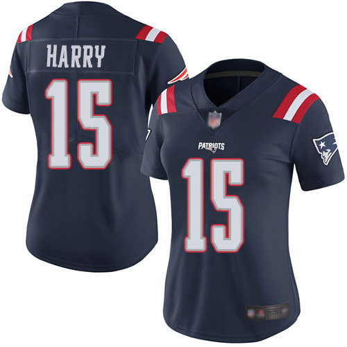 Patriots #15 N'Keal Harry Navy Blue Women's Stitched Football Limited Rush Jersey