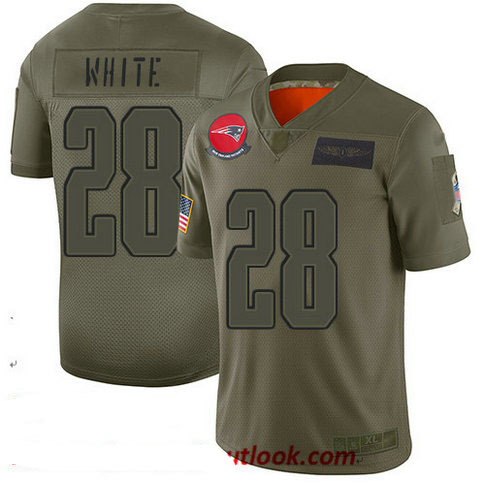 Patriots #28 James White Camo Youth Stitched Football Limited 2019 Salute to Service Jersey